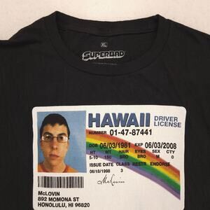 Superbad McLovin Crew Neck Short Sleeve Graphic T Shirt Mens Size XL Black
